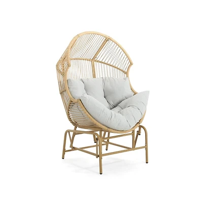 Chic Crate - Elevate Your Outdoor Living with the Luxurious Light Brown Palos Wicker Glider Chair for Ideal Comfort