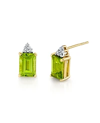 Macy's Peridot (2-1/10 ct. t.w.) & Diamond Accent Stud Earrings in 14k Yellow Gold