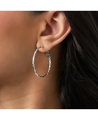 Jessica Simpson 3-Piece Textured Silver-Tone Hoop Earring Set
