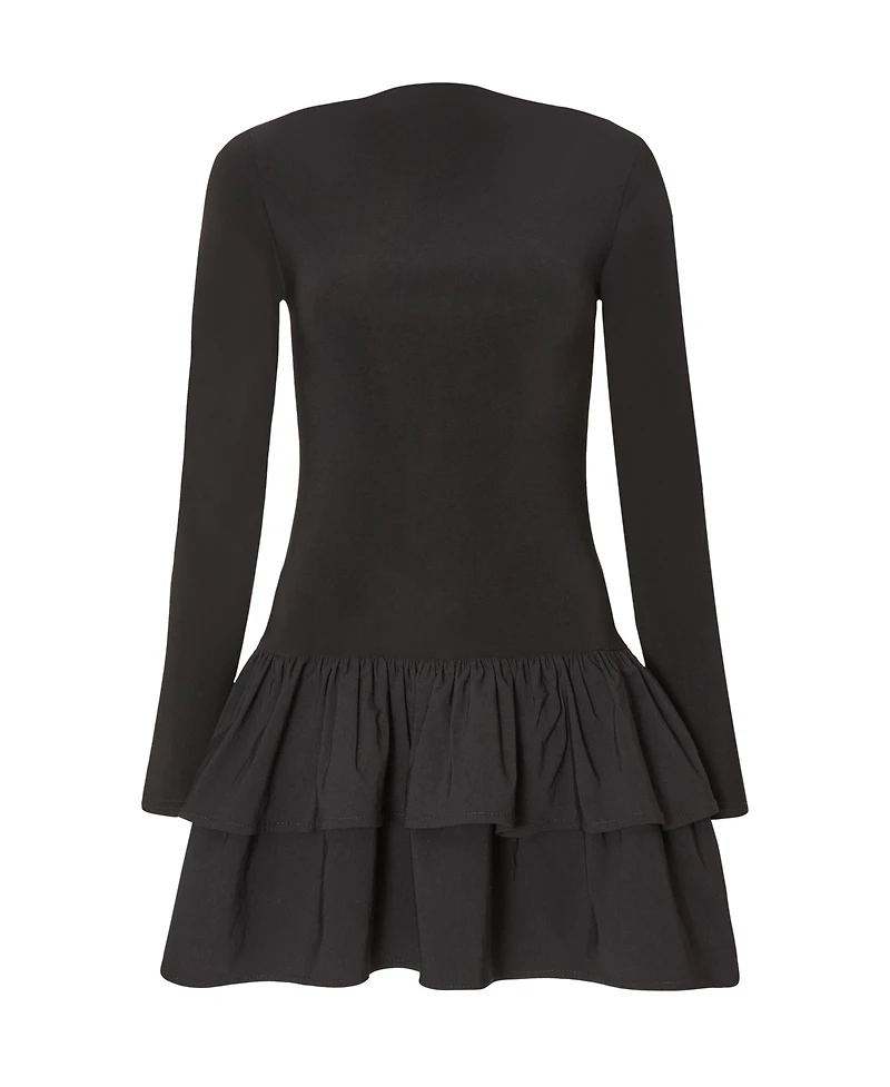 Quiz Women's Ity Bengaline Long Sleeve Frill Mini Dress