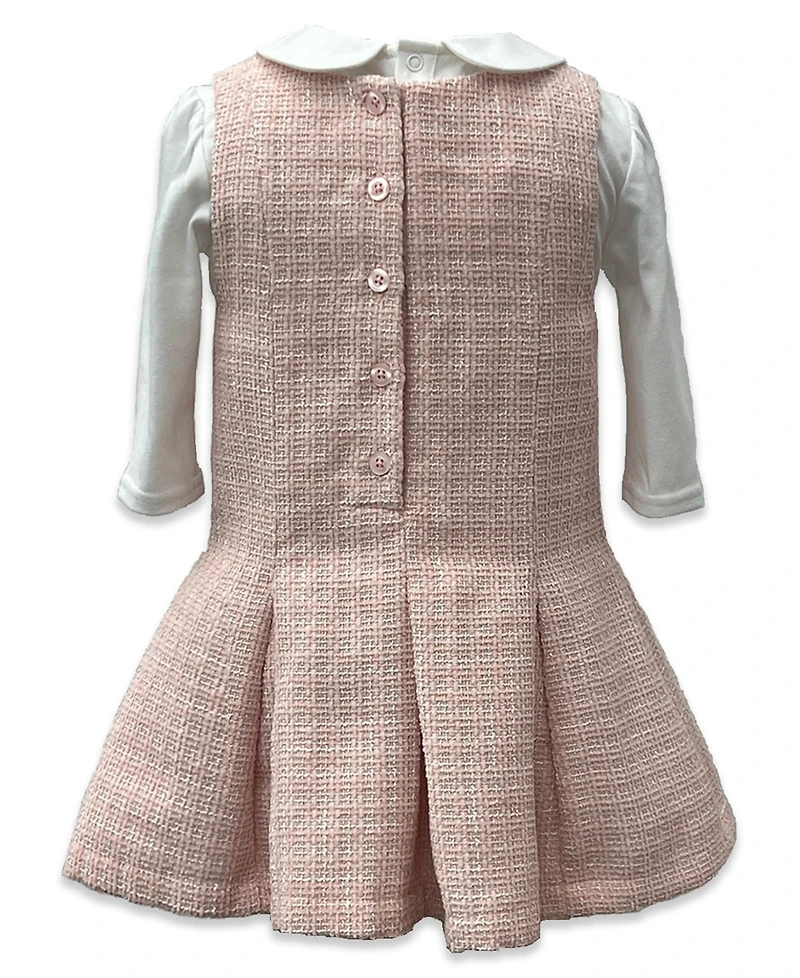 Blueberi Boulevard Baby Girls Boucle Pleated Fit-and-Flare Jumper Set