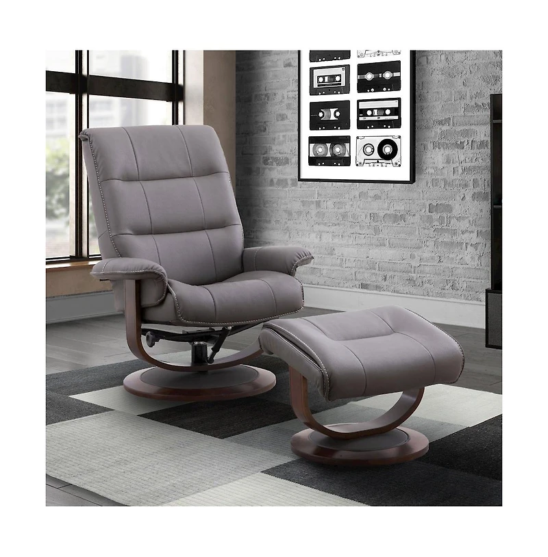 Parker Living Knight - Haze Manual Reclining Swivel Chair and Ottoman