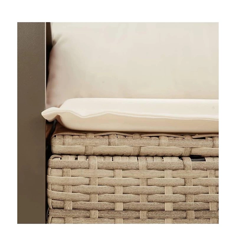 Garden Sofa Beige Poly Rattan 2-Seater Uv-resistant materials