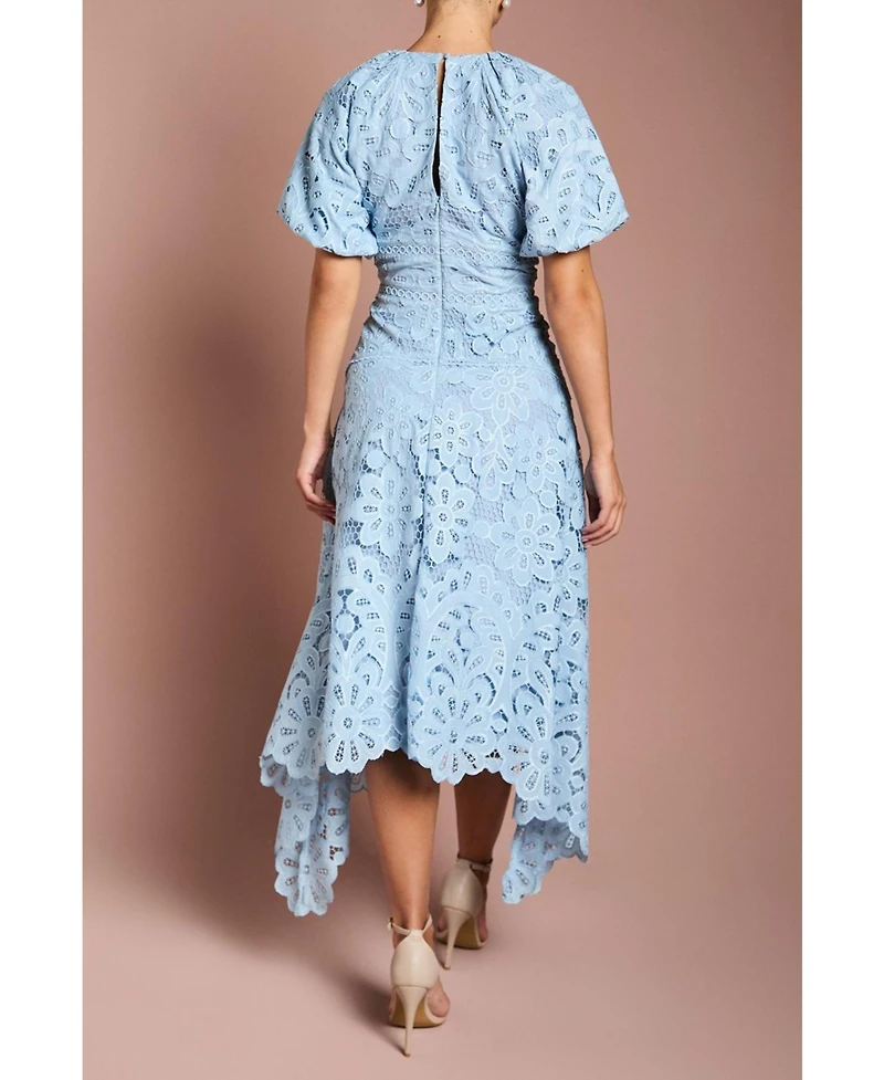 Coast Women's Lace Hanky Hem Puff Sleeve Dress