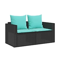 5 Piece Patio Sofa Set with Cushions Stackable Poly Rattan