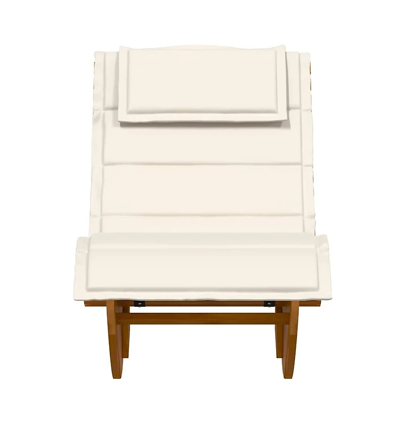 Sun Lounger Cream, Acacia Wood Grain