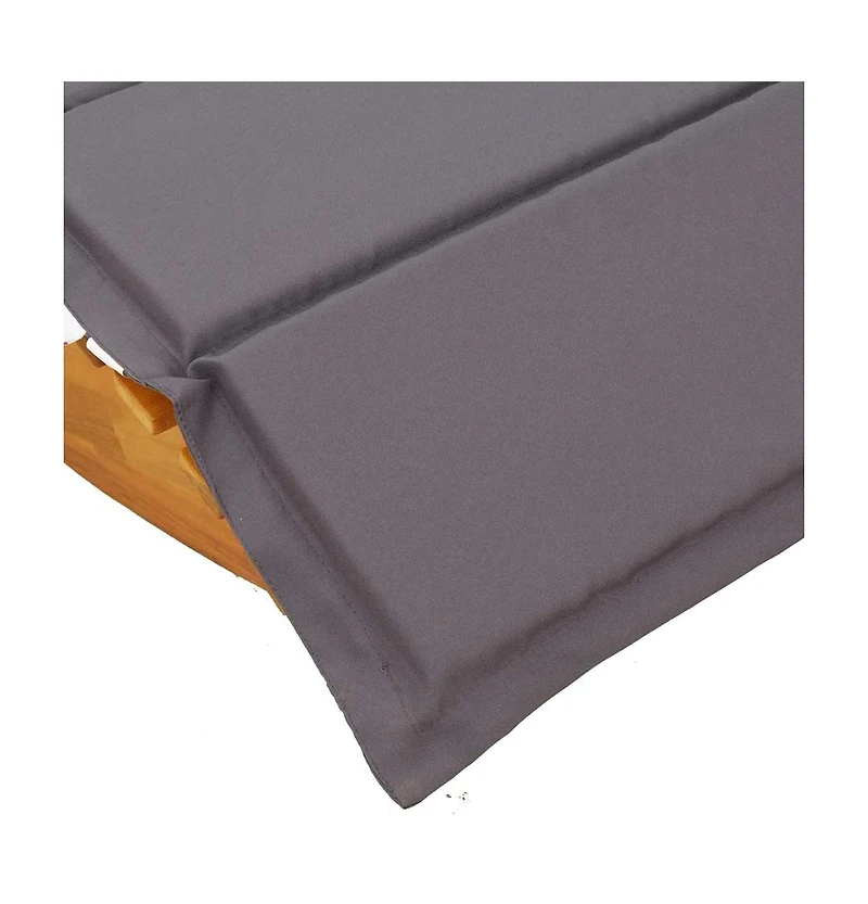 Sun Lounger Natural Wood, Dark Grey Cushion