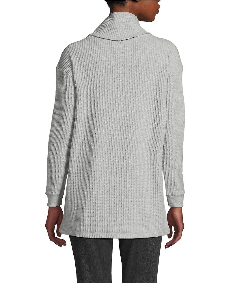 Lands' End Women's Petite Long Sleeve Waffle Cowl Neck Tunic