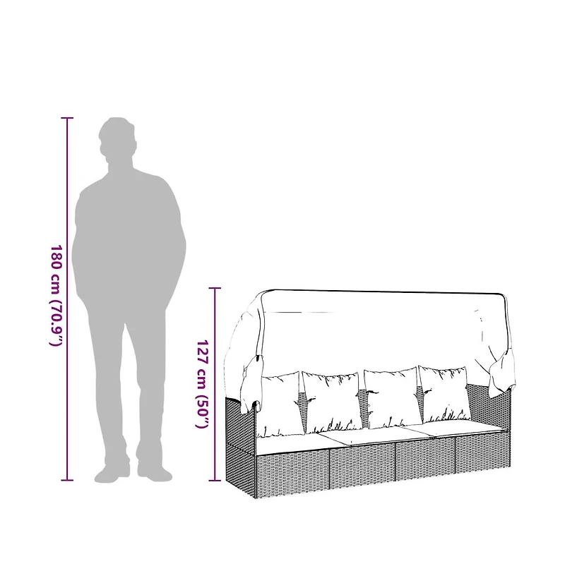 Outdoor Lounge Bed Black, Cream White