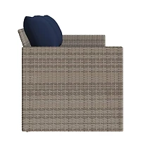 Garden Sofa Grey Pe Rattan 3-Seater Removable Covers