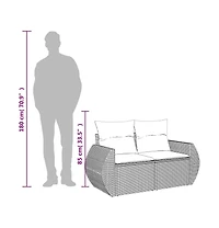 Garden Sofa Beige Poly Rattan, Powder-Coated Steel, Polyester