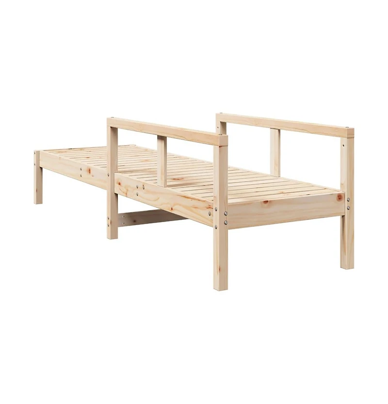 Sun Lounger Natural Pine Solid Pine Wood Standard