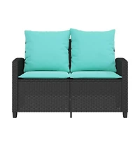 Patio Sofa 2-Seater with Cushions&Table Poly Rattan
