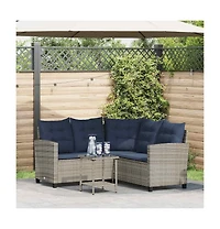 Garden Sofa Grey Pe rattan Medium Adjustable Feet