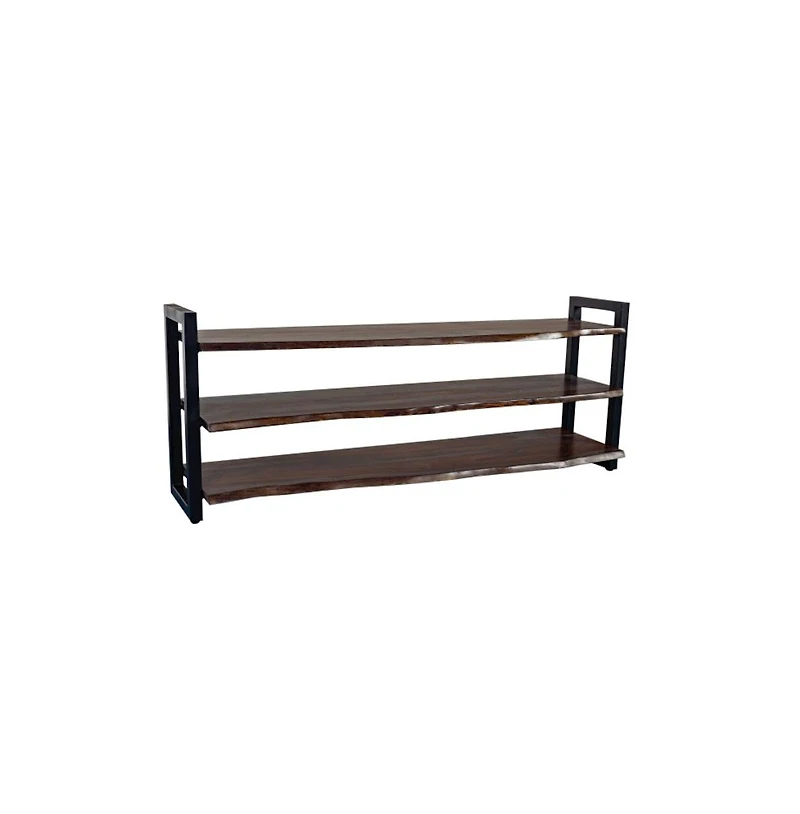 Porter Designs Manzanita Live Edge Solid Sheesham Wood Tv Stand, Gray