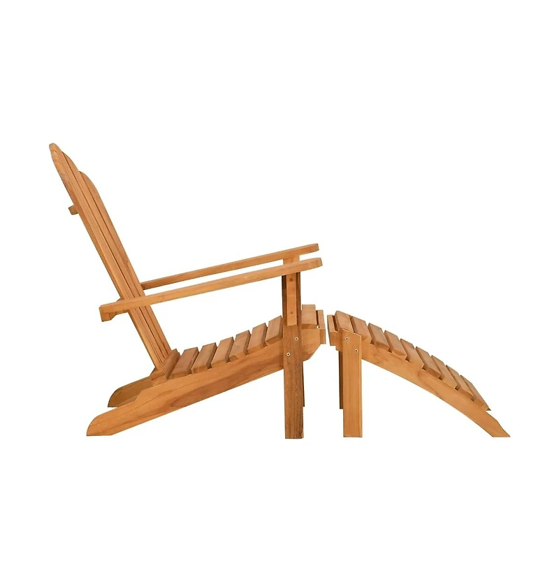vidaXL Garden Adirondack Chair With Footrest Teak Solid teak wood Standard