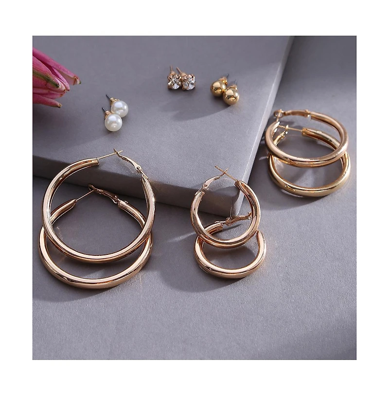 Sohi Women's Pack Of 6 Multi-Layer Earrings