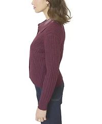 Central Park West Women's Milan Leather Collar Sweater