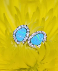 Kamaria Pebble Stud Earrings With Lab-Grown Opal Sterling Silver