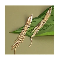 Sohi Women's Gold Metallic Chain Drop Earrings