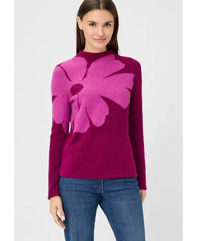 Olsen Floral Intarsia Mock Neck Sweater