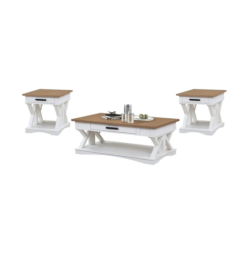 Parker House Furniture Americana Modern - Cotton Cocktail Table with 2 End Tables