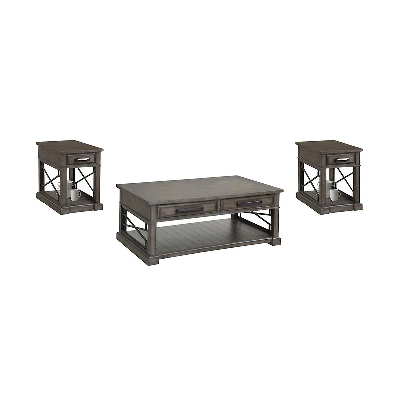 Parker House Furniture Sundance - Smokey Grey Cocktail Table with 2 Chairside Tables