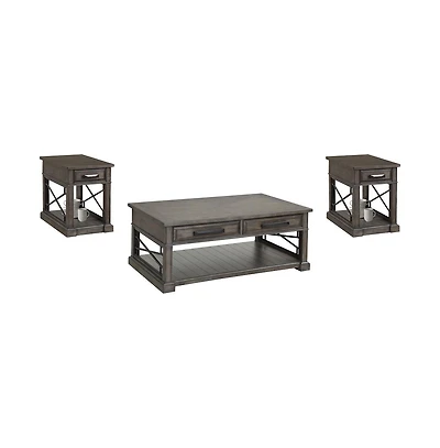 Parker House Furniture Sundance - Smokey Grey Cocktail Table with 2 Chairside Tables