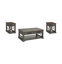 Parker House Furniture Sundance - Smokey Grey Cocktail Table with 2 Chairside Tables