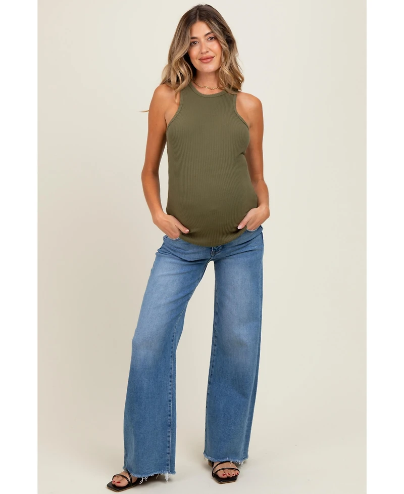 Pinkblush Maternity Blue Raw Hem Super Wide Leg Jeans
