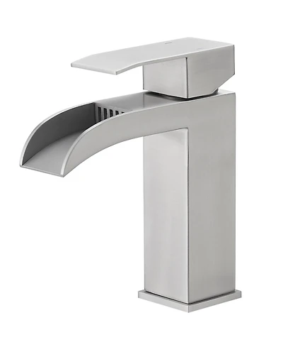 Waterfall Single Hole Single-Handle Low-Arc Bathroom Sink Faucet With Pop-up Drain Assembly In Brushed Nickel