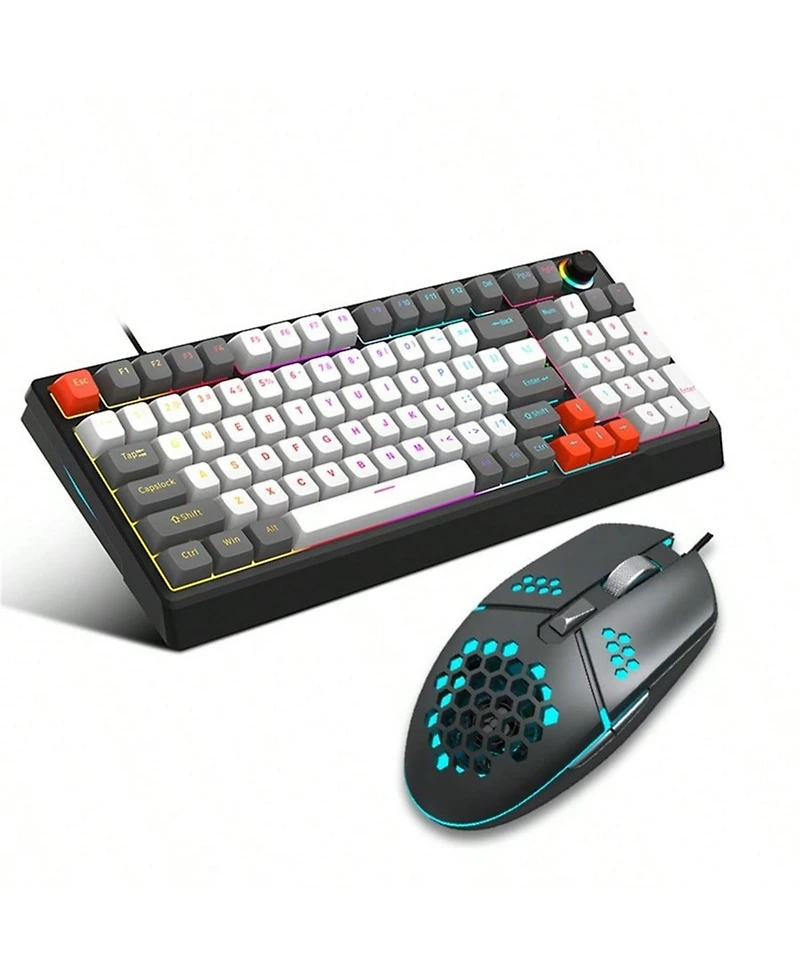 Gaming Keyboard And Mouse Combo, Rgb Lights, Usb Wired Keyboard And Mouse Set, Lightweight And Easy To Use, Mechanical Feeling For PS4 Pc Laptop,Black