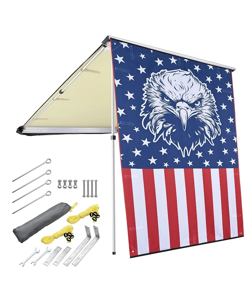Yescom 4.4x6.6 Ft Vehicle Awning with Eagle Side Wall Roof Rack Pull-Out Sun Shade Camp