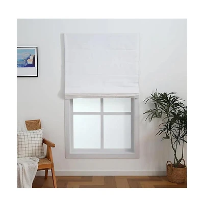 Shadisfy Linen Blend Cordless Roman Blinds, Light Filtering Pull Down Window 42"x64" White