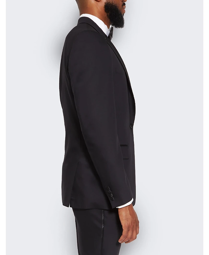 9tofive Men's Men s Black Wool Tuxedo Jacket with Satin Peak Lapels