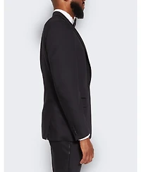 9tofive Men's Men s Black Wool Tuxedo Jacket with Satin Peak Lapels