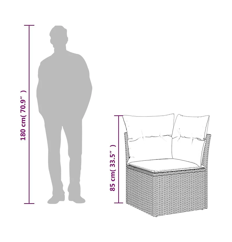 vidaXL Garden Sofa Beige Poly Rattan, Powder-Coated Steel, Polyester