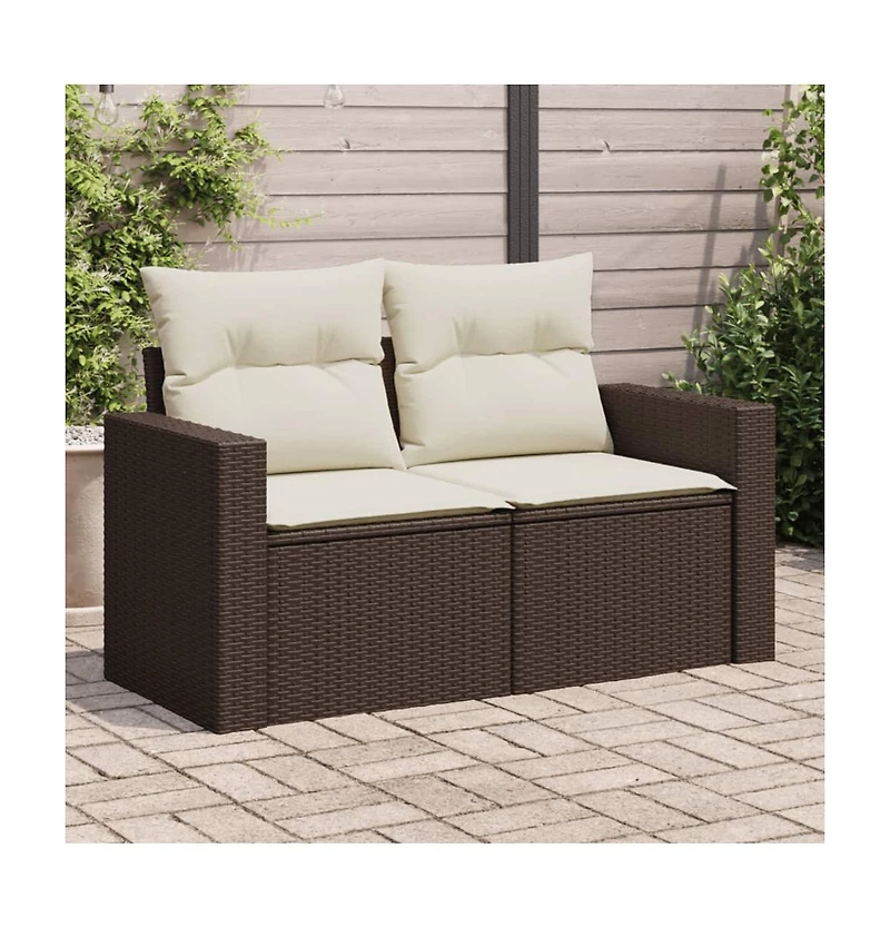Garden Sofa Brown and cream white Pe rattan 2-seater Modular