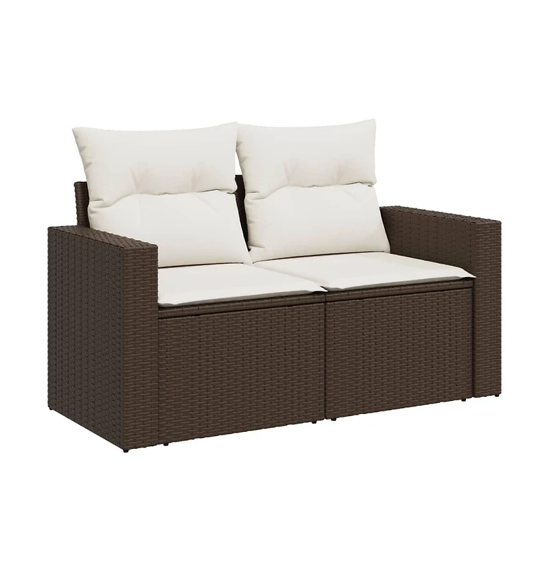 Garden Sofa Brown and cream white Pe rattan 2-seater Modular