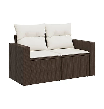 Garden Sofa Brown and cream white Pe rattan 2-seater Modular