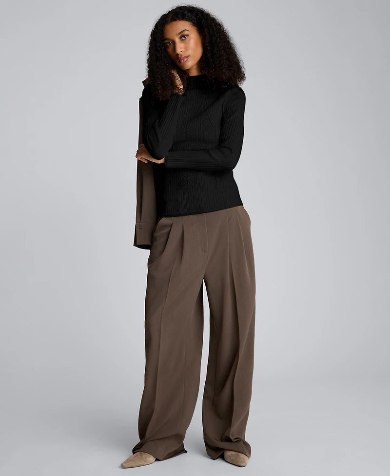 Kenneth Cole Women's Large Chevron Stitch Long-Sleeve Sweater