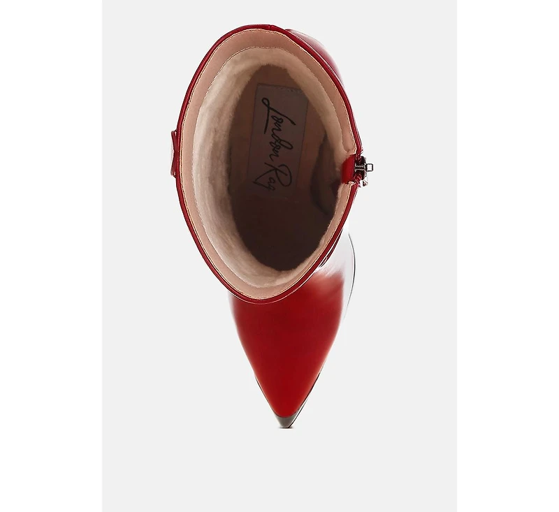 London Rag Hatter Pointed Toe Faux Leather Boots Women