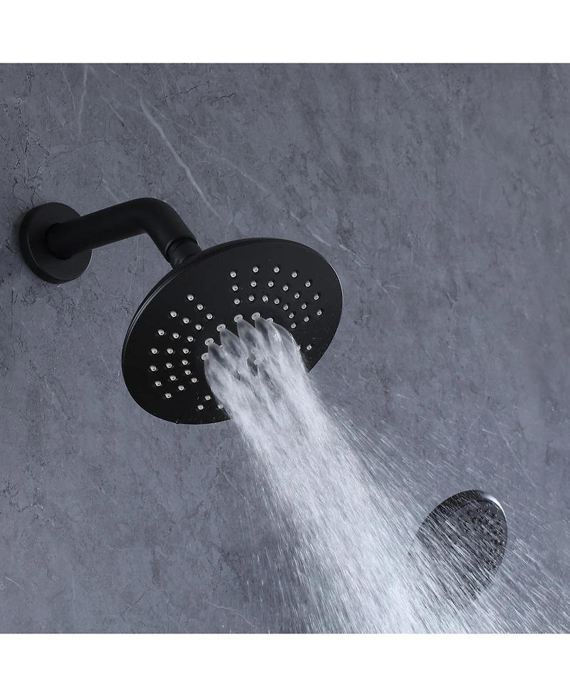 Single-Handle 2-Spray Round High Pressure Shower Faucet in Matte Black (Valve Included)
