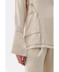 Nocturne Women's Contrast Topstitched Shirt