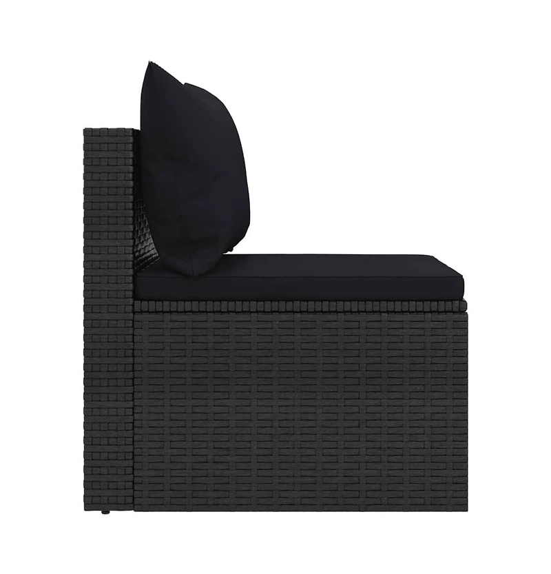 Garden Middle Sofa Black Poly Rattan Medium Modular