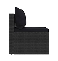 Garden Middle Sofa Black Poly Rattan Medium Modular