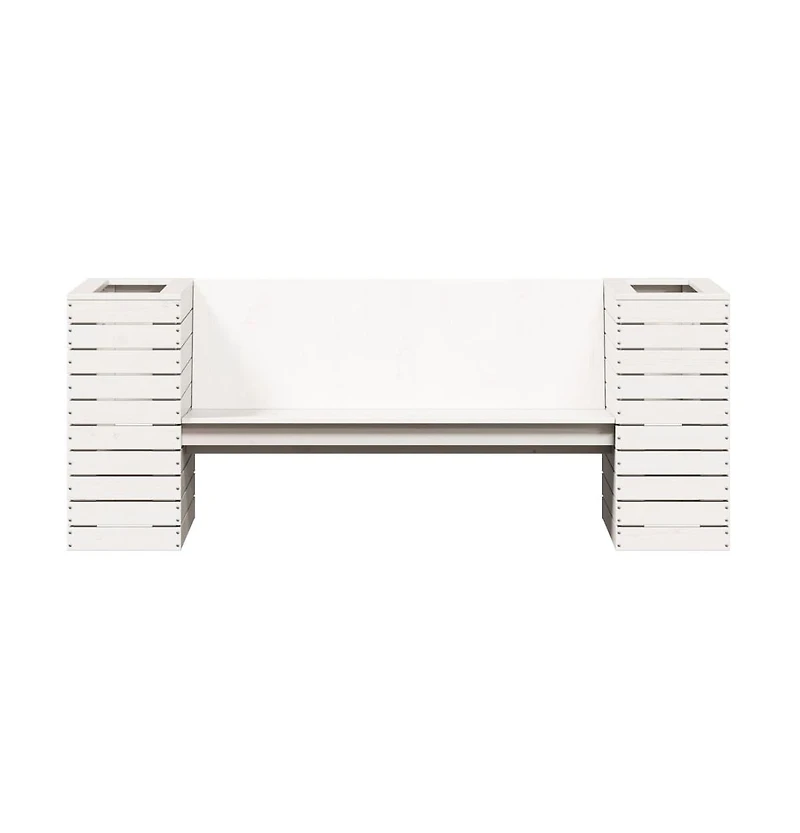 Planter Bench White Solid pine wood Medium Planters
