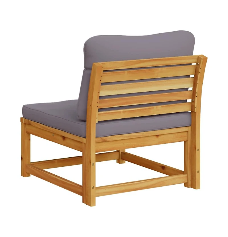 Garden Sofa Dark Grey Solid Acacia Wood, Polyester, Foam Single
