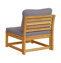 Garden Sofa Dark Grey Solid Acacia Wood, Polyester, Foam Single