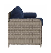 Patio Sofa with Cushions 3-Seater Gray Poly Rattan
